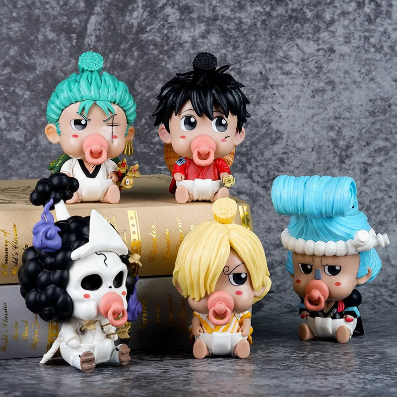 

One Piece Q Version Anime Figure Luffy Zoro Sanji Teat Wano Country Series Manga Statue Car Ornaments Action Figurine Model Toys