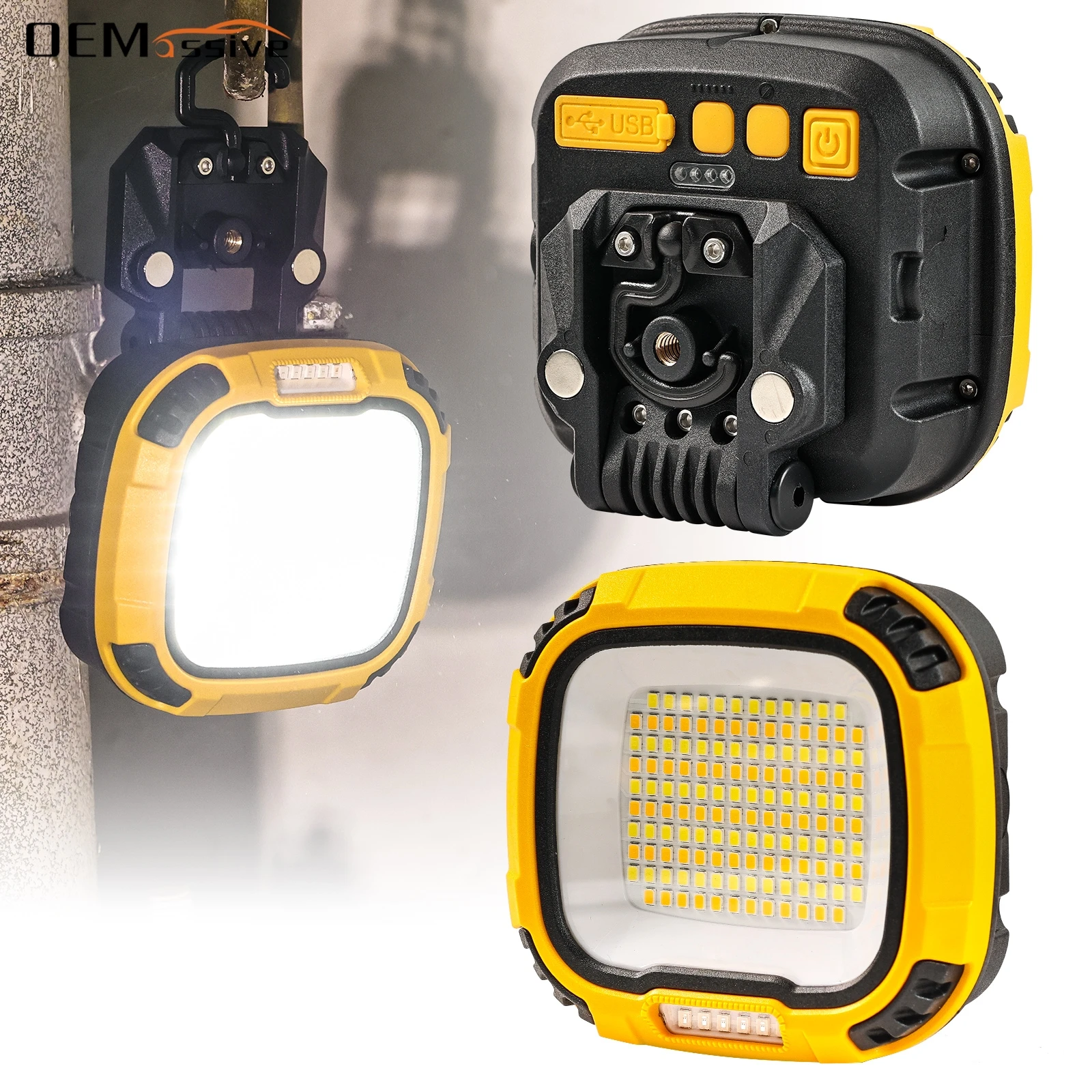 

Светодиодный рабочий фонарь, перезаряжаемый портативный магнитный и крючок, 4000 люмен, освещение на рабочем месте, кемпинг, ремонт автомобиля, инспекционные фонари 40 Вт