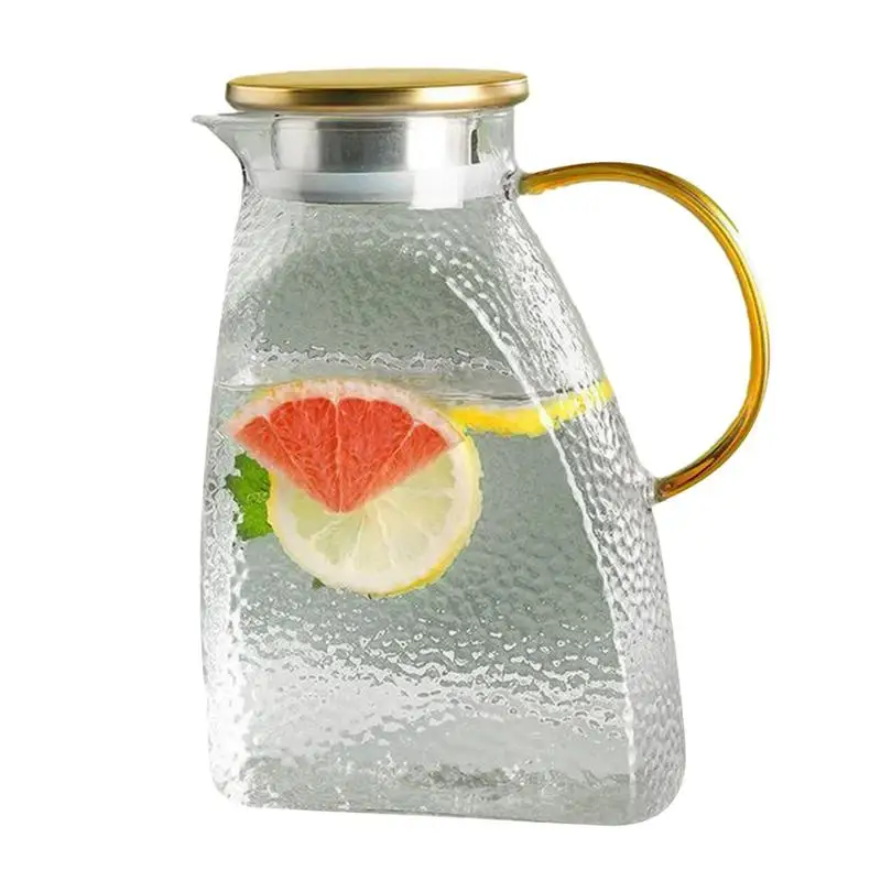 

Glass Pitcher 50oz Water Pitcher With Lid Spout Tea Bottle Heat Resistant Borosilicate Glass Jug Juice Milk Beverages Pot