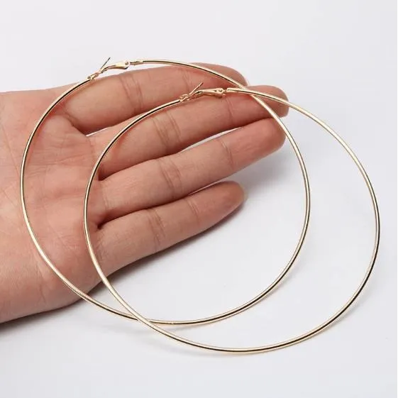 8/10mm Large Circle Hoop Earrings Silver Color for Women Round Big Circle Earrings Hoops Ear Rings Party Club Jewelry Gifts