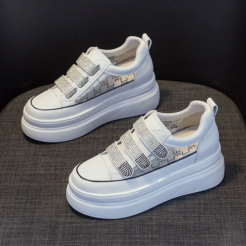 

Women's Shoes Platform Tennis Female Casual Sneaker Round Toe All-Match Modis Genuine Leather Wedge Basket 2023 Clogs Cross Summ