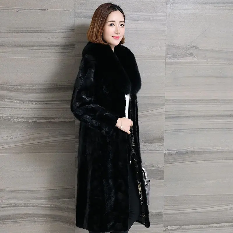 2022 Winter New 2XL Mink Fur Coat Women's Fox Fur Collar Mink Women's Clothing