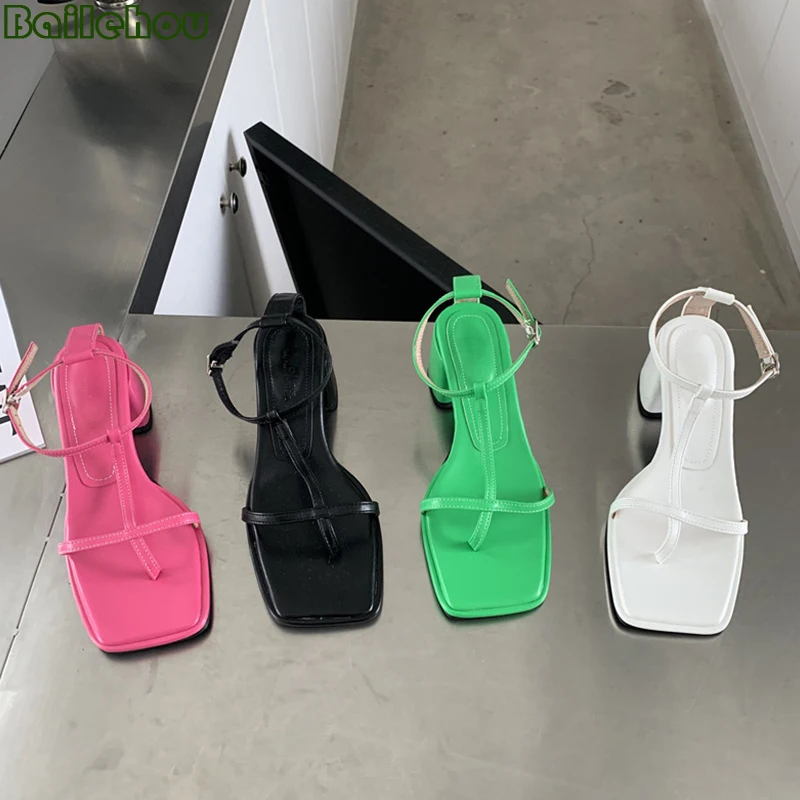 

Туфли-лодочки женские на высоком квадратном каблуке, повседневные сандалии, пикантная модная обувь, высокий каблук, зеленые, лето 2022