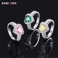 charms 100 925 sterling silver 88mm heart shaped pink quartz emerald rings for women gemstone wedding party fine jewelry gift
