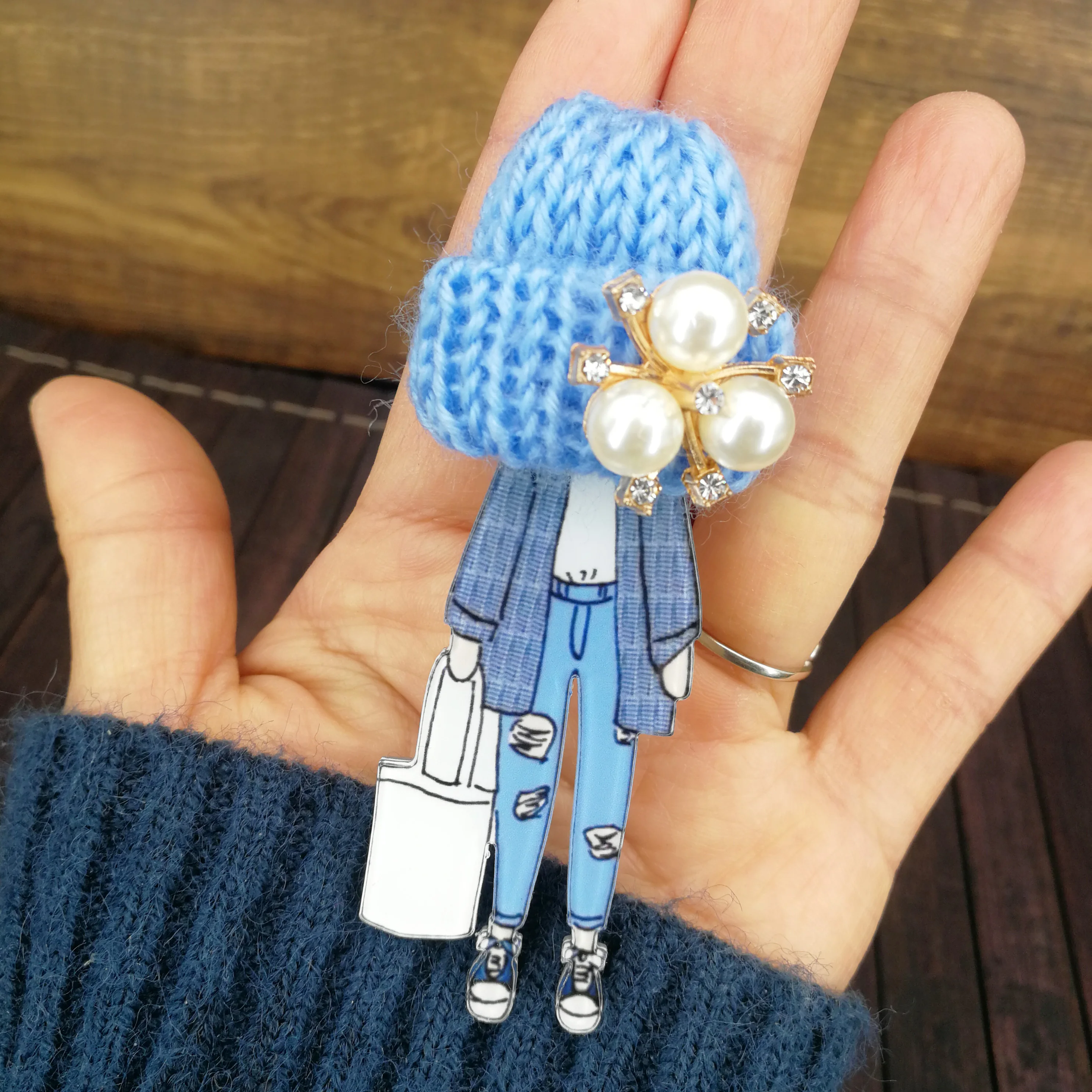 

5PCS Cute Brooches For Woman Wool Hat Crystal Pearl Cartoon Badges Brooch Pins Fashion Harajuku Pins Icons Gifts Drop-Shipping