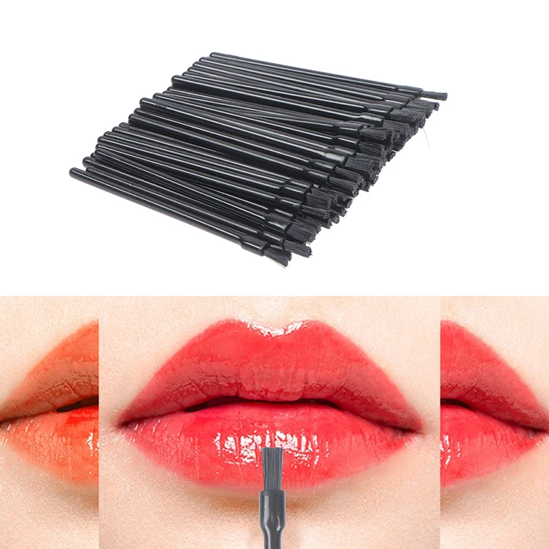 

50Pcs Flat Lip Brush Disposable Make Up Lip Gloss Brush Applicator Cosmetic Tool