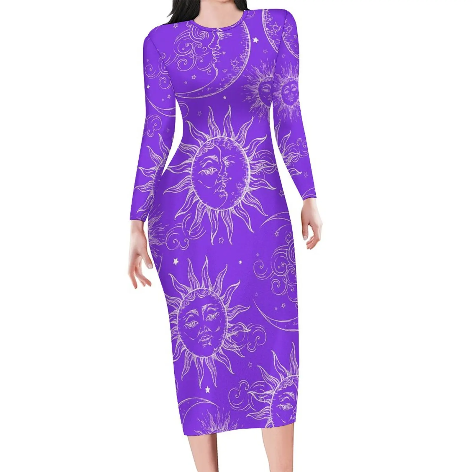 Платье Sun Moon Stars с длинным рукавом винтажное небесное красивое платье праздничное