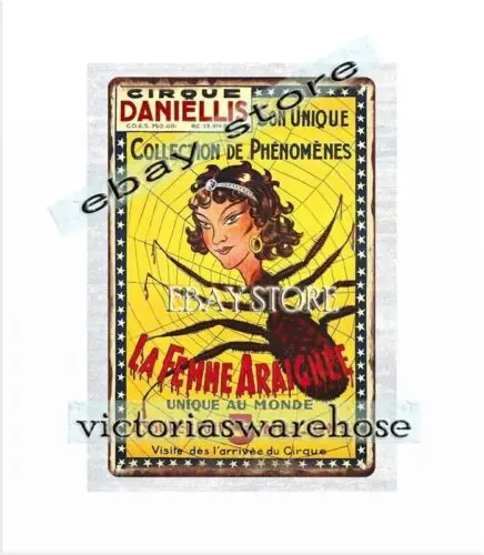 1p 1920s Spider Woman Circus металлическая жестяная вывеска настенный декор