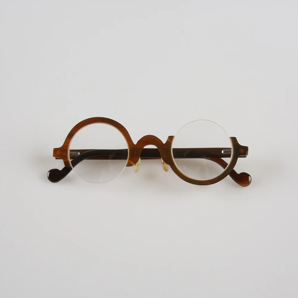 

2023 New Style Half-rim Genuine Natural Horn Eyewear Vintage Individual Prescription Glasses Frame Luxury Myopia Eyeglass Frames
