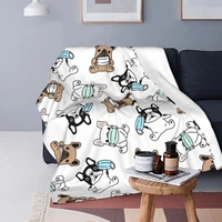 3 print french bulldog dog blanket flannel textile decoration animal multifunctional warm blanket for bed outdoor bedspread
