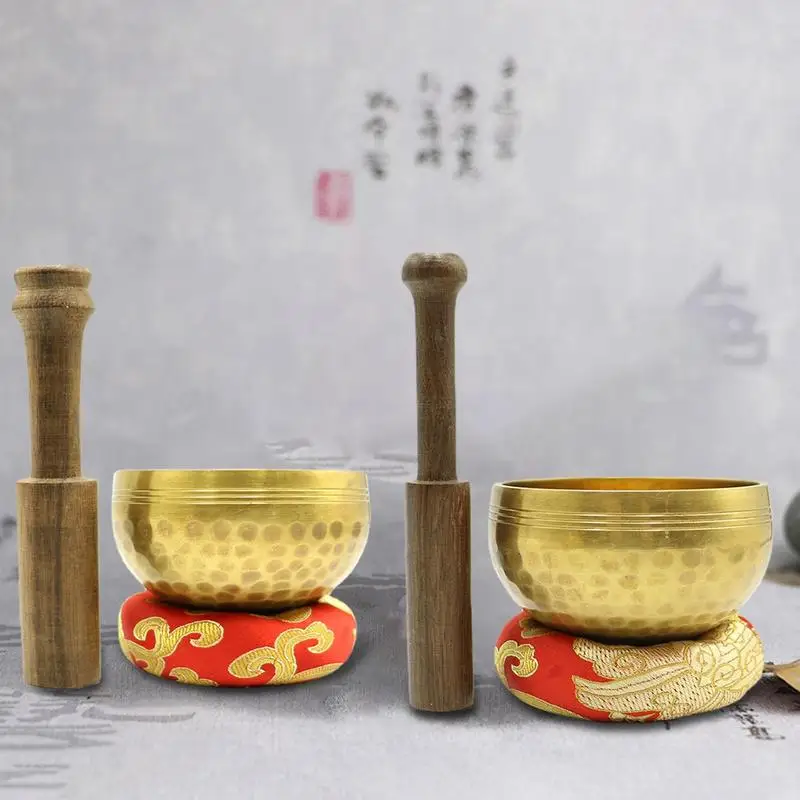 

Тибетская Поющая чаша, чаша со звуком для медитации с деревянными страйками и подушками, чаша для медитации с деревянными страйками и подушками, тибетская