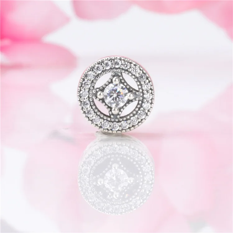 

100% Authentic 925 Sterling Silver Hot Selling Diamond Hollow Beads Fit Original Bracelet Pendant DIY Jewelry Charms Gift