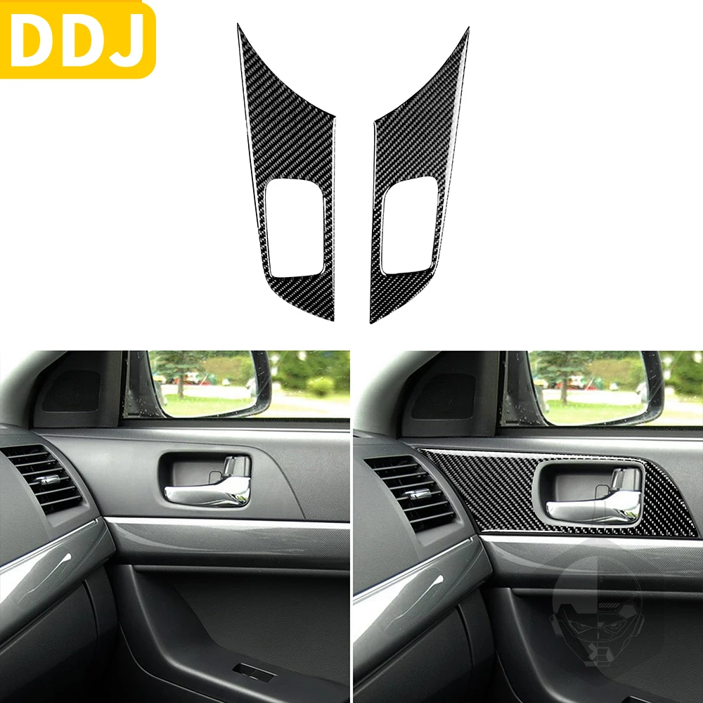 

For Mitsubishi Lancer 2008-2015 Carbon Fiber Rear Door Control Panel Sticker Handle Modified Trim Car Accessories