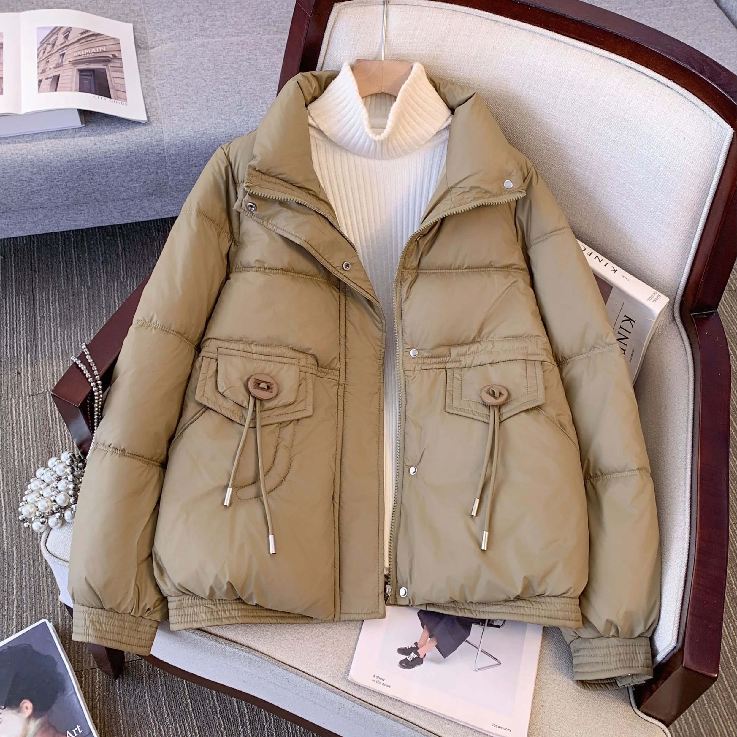 Пуховик с хлопковой подкладкой женская зимняя одежда новинка 2024 популярная