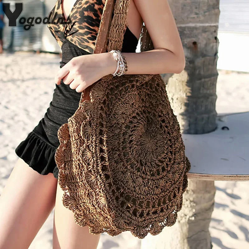 

Соломенные богемные сумки для женщин, круглые пляжные сумочки, летние плетеные дорожные большие тоуты на ремне из ротанга ручной работы