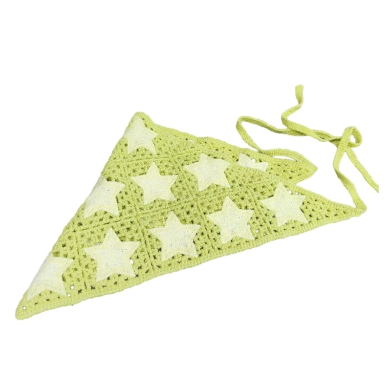 

Hot Girls Crochet Bandanas Knit Hair Scarf Summer Hollow Out Turban Girls Camping Taking Photo Hair Kerchief