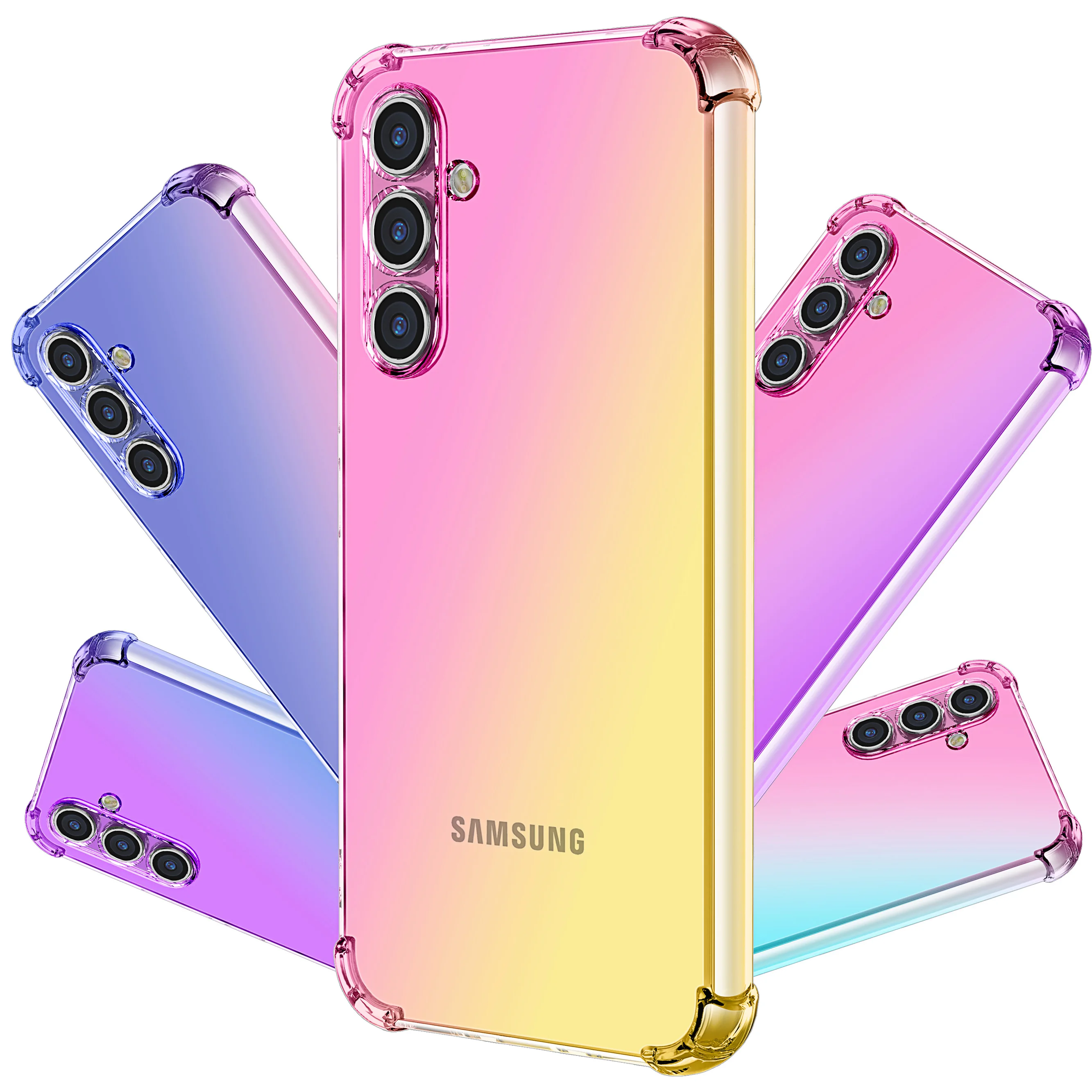 

For Samsung Galaxy A34 A54 M14 A14 A04S Phone Case,Hybrid Cute Gradient Built-in Soft 4 Reinforced Shock-Absorbing Corners Cover