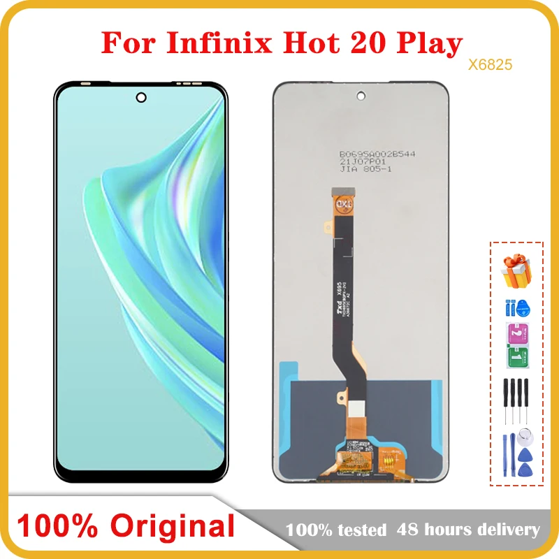 

6,82 "оригинальный новый для Infinix Hot 20 Play X6825 ЖК-дисплей кодирующий преобразователь сенсорного экрана в сборе Hot20Play запасные части для ремонта