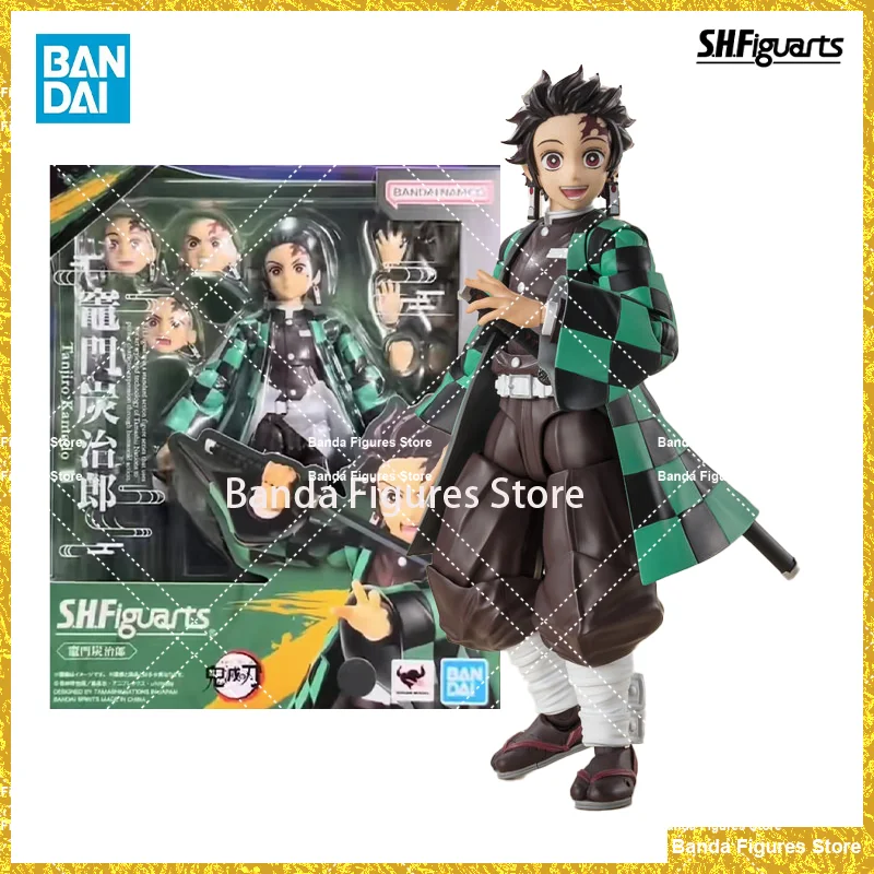 Оригинальные Bandai S.H. Фигуртс SHF Kamado Tanjiro рассекающий демонов киметсу No Yaiba в