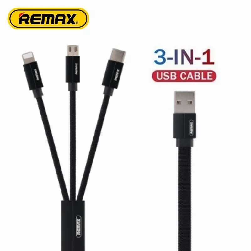 REMAX 3 In 1 Fast Charging Cord For iPhone Huawei Micro USB Type C Charger Cable Multi Usb Port Multiple Usb Charging Cord