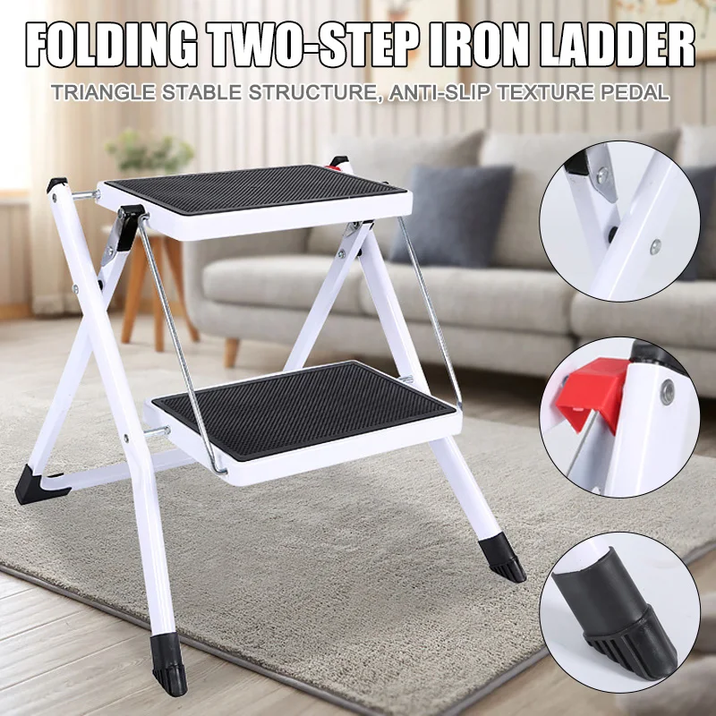 

Ladder Kitchen Sturdy Folding 2 Step Stool Adult Wide Anti-Slip Pedal Escada De Alumínio Frete Grátis Merdiven سلم قابل للطي