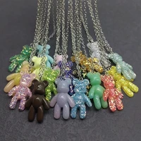 2 8cm4 4cm large glitter violent bear resin pendant necklace 3d three dimensional crystal bear sweater chain gift