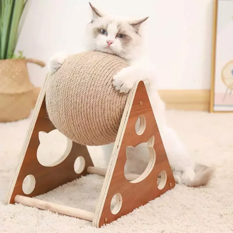

Wooden Cat Scratching Post Ball Toy Cat Scratcher Sisal Rope Cats Toys Pet Furniture Supplies Cat Accessories Cat Tower Cat Tree