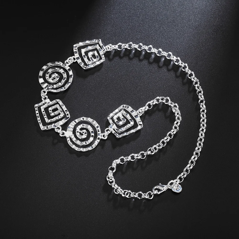 hot brand 925 stamp silver color necklace for women fashion party jewelry retro spiral pattern pendant lady gifts wedding free global shipping