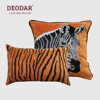 deodar quality luxury sofa backrest cover zebra pattern orange geometric simplicity nordic living room embroidered pillow case