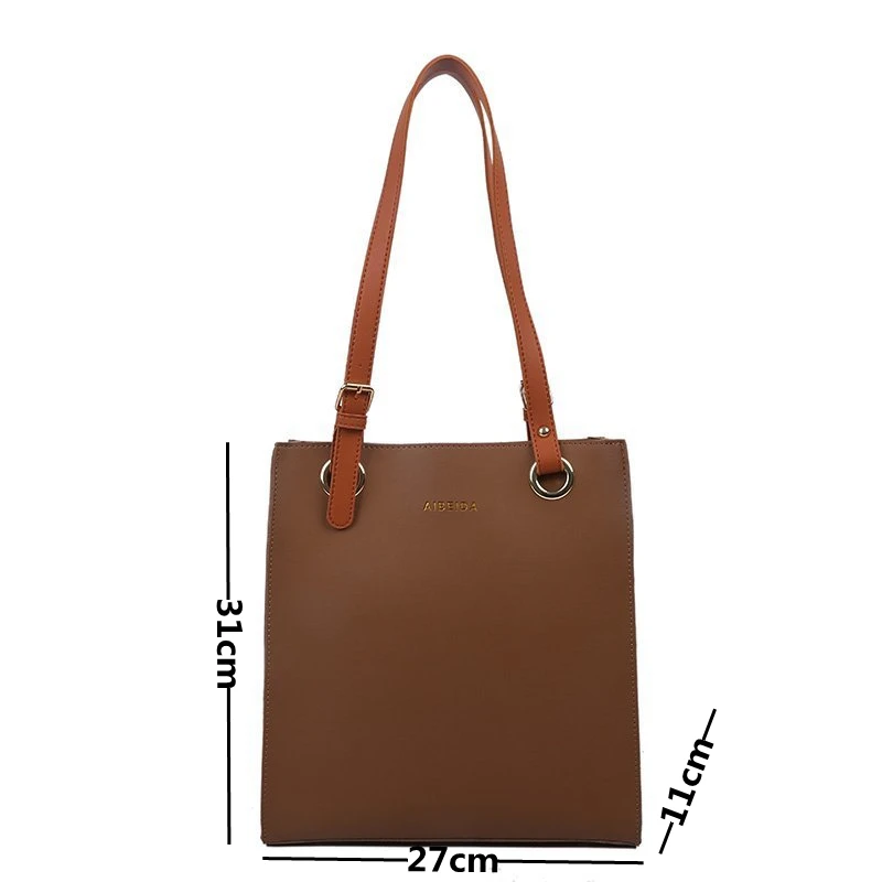 Fashion Solid Colour Soft Leather Shoulder Bag for Women Autumn Large Capacity Ladies Tote Simple Brand Design Female Sac A Main