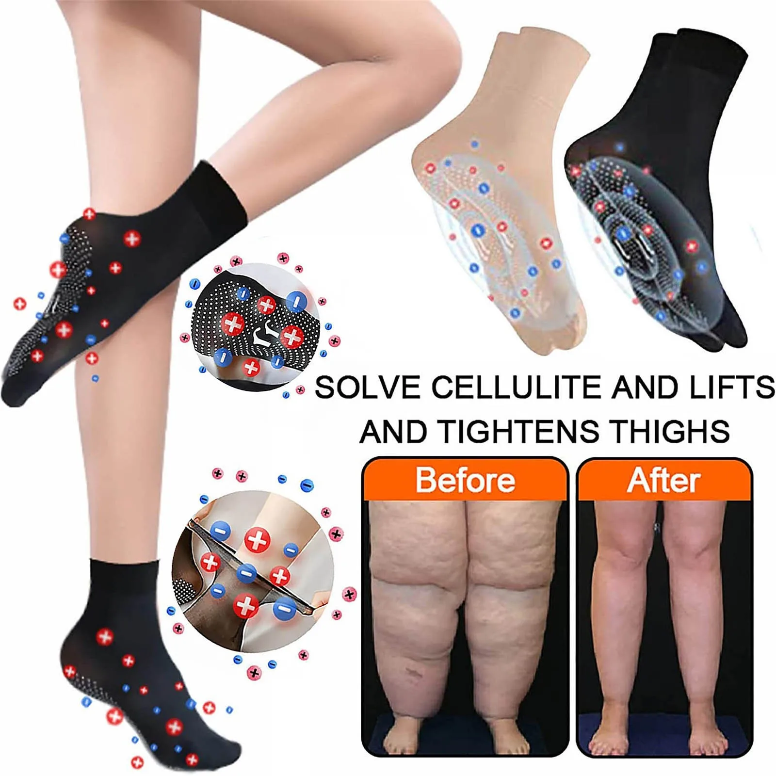 Slimming Health Socks 10Pairs Tourmaline Ionic Body Shaping Stretch Socks With Gel Point Better Blood Circulation Massage Socks