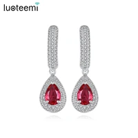 luoteemi blue red green drop earring for women elegant hook waterdrop jewelry wedding bridals accessories wholesale dropshipping