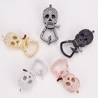 skeleton diy jewelry making supplies charm lobster clasp full zircon metal crystal hooks for women necklace bracelet accessories