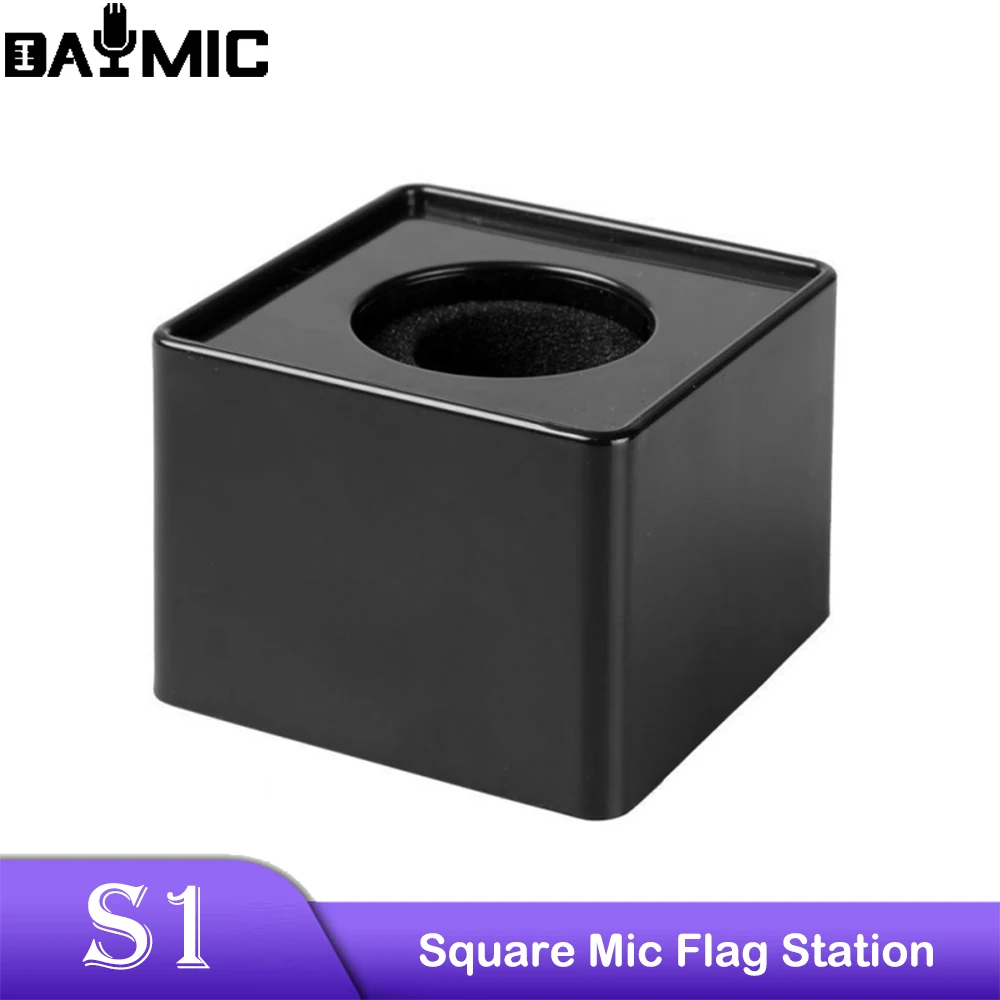 

AOSHEN Customize Microphone Logo Flag Station ABS Acrylic PVC Four Square Cubo Microfono Personalizado Mic Flag Customization