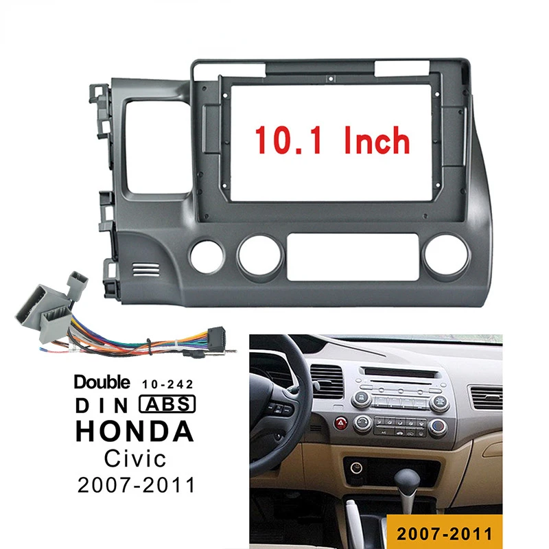 

10.1Inch Car Fascia For HONDA CIVIC 2007-2011 Left 1/2din Stereo Double Din Dvd Frame Install Face Panel Dash Mount Installation