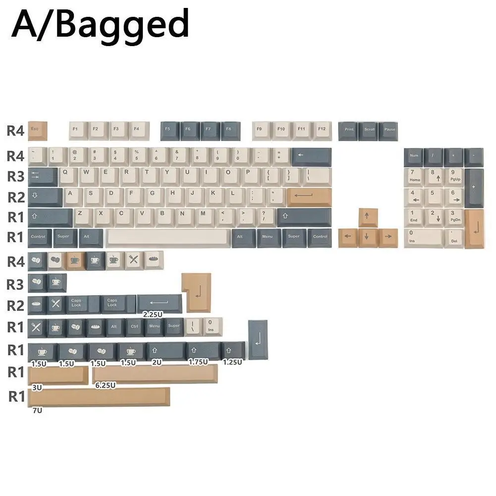 

140-key Full Set GMK Coffee Keycap Mechanical Keyboard PBT Sublimation Highly Personalized Mocha Bread 7U Space Bar