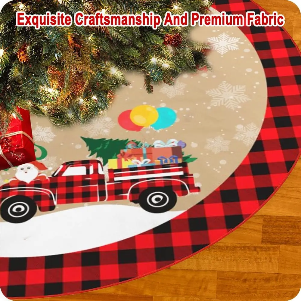 Красная юбка на рождественскую елку 36 дюймов с Санта-Клаусом красным черным
