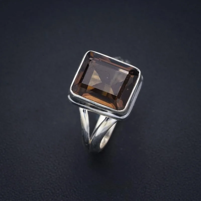 

StarGems Smoky Quartz ручной работы 925 пробы Серебряное кольцо 8,25 F1925