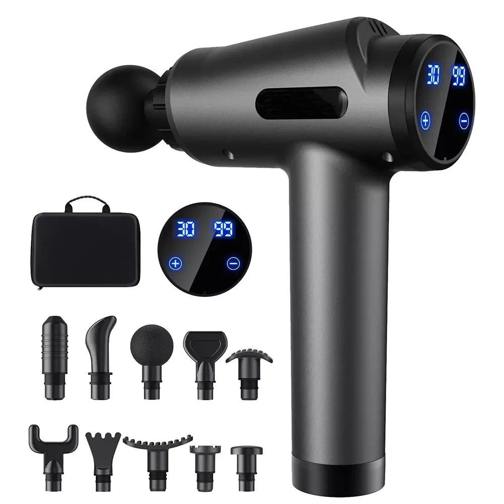 

2022 New Arrival Electric LCD Touch Muscle Relief Massage Gun Full Body Powerful Massager Pain Relaxation with 10 Massage Heads