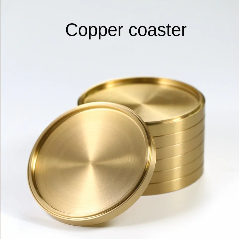 

1/5PCS Pure Copper Holder Coaster Household Kungfu Tea Set Brass Heat Insulation Tea Mat Tea Ceremony Accessories Home Decor