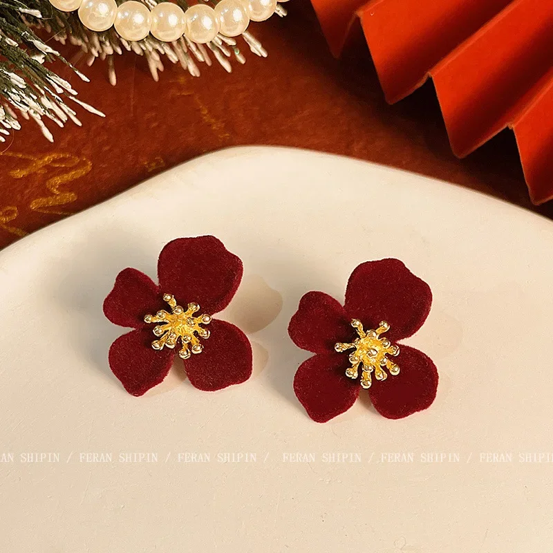 Элегантные высококачественные осенне-зимние роскошные женские твидовые серьги