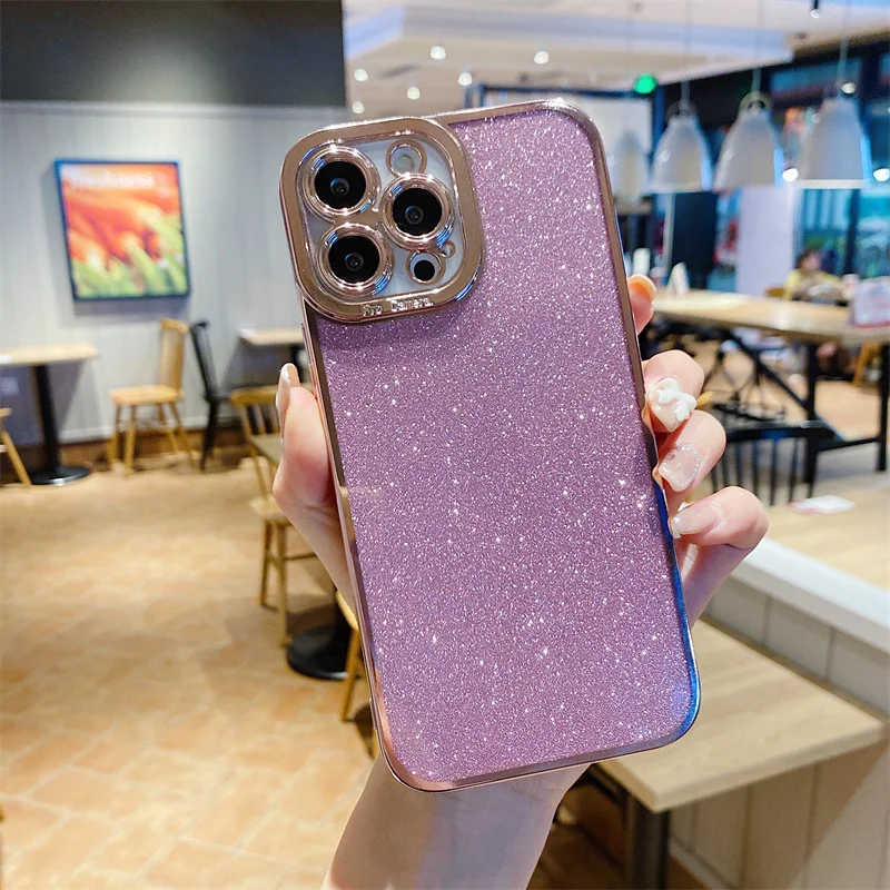 

For iPhone 13 Luxury Bling Glitter Diamond Plating Silicone Case For iPhone 13 12 Mini 11 Pro Max X XR XS 7 8 Plus Sequins Cover