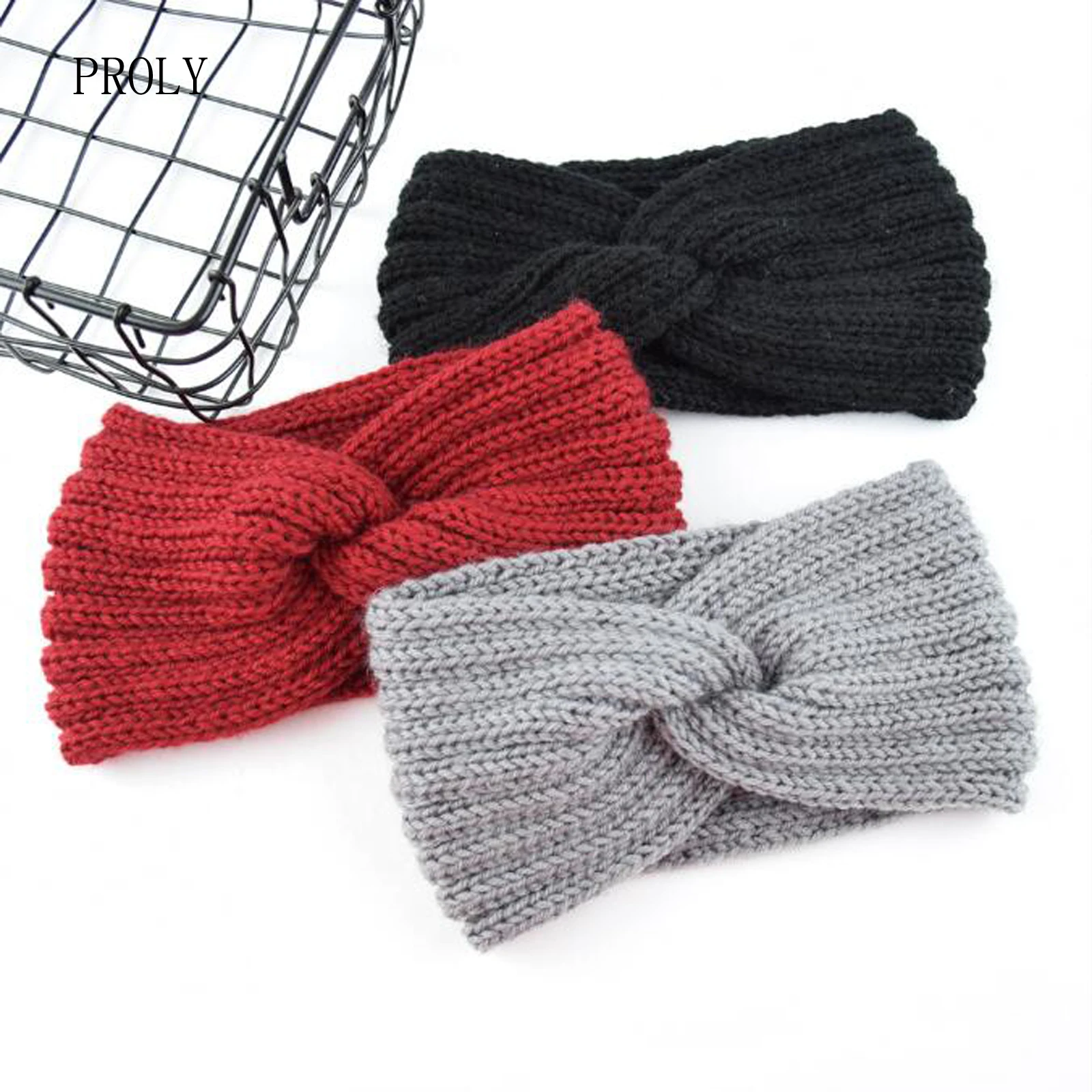 

PROLY New Fashion Women's Hair Accessories Warm Knitted Headband High Elastic Turban Winter Cross Knot Casual Headwear Wholesale