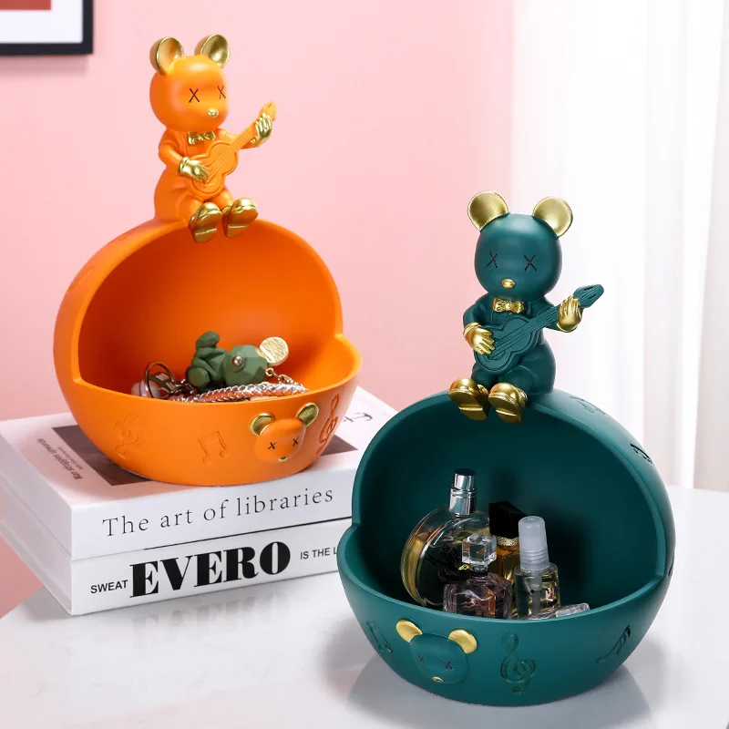 

Cool Bear Figurines Resin Animal Sculpture For Home Decoration Living Room Ornaments Storage Box Moden Multifunction Statue