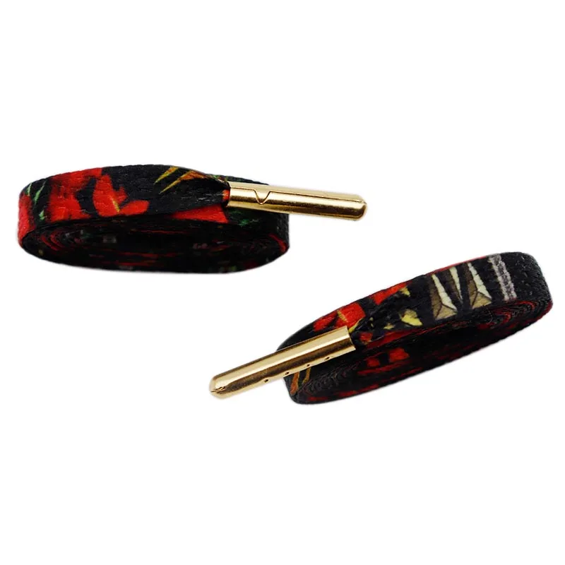 Weiou Shoe Accessory 8MM Sublimation Printed Lace Heat Transfer Pressed Cotton String Designers Patterned Tape 30Pairs Wholesale