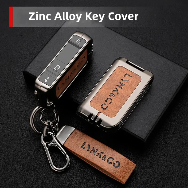 Zinc Alloy Leather Car Remote Key Case Cover Shell For Lynk&Co 05 01 06 09 Auto Interior Key Protection Key Holder Accessories