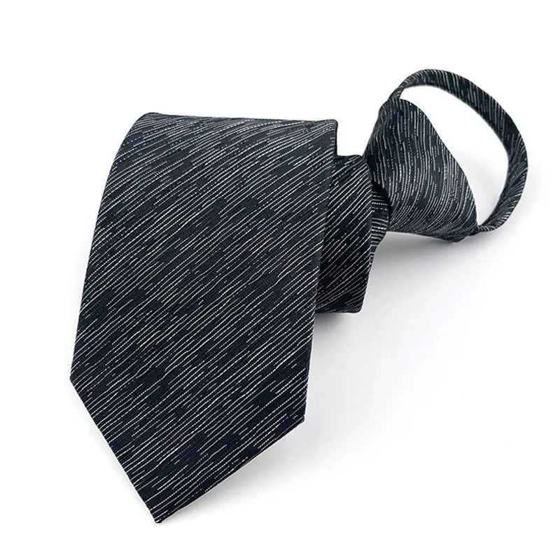

2/1pcs Black Stripe Plaid Print 7CM Neck Tie for Gentleman Wedding Party Cravats Accessories Fashion Male Zipper Tie