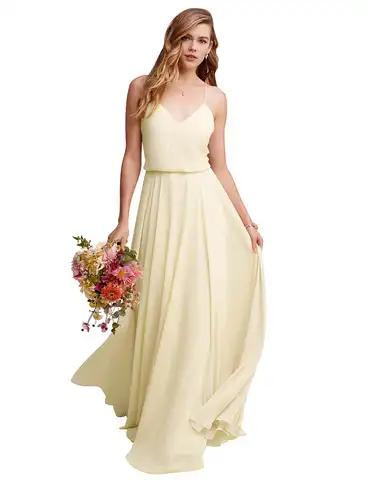 Women's Spaghetti Straps Open Back Sleeveless Simple Long Wedding Guest Dress Bride Dress (Out Stock in Size Promotion)