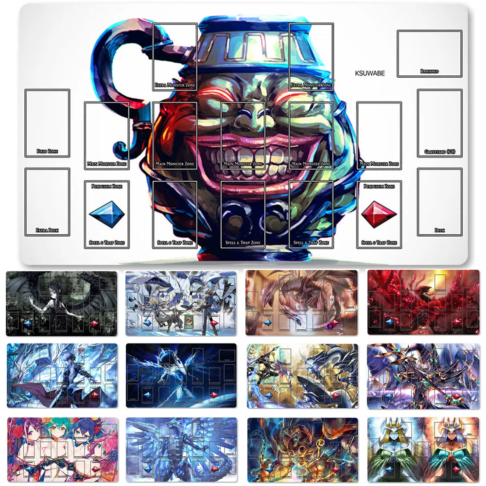 HOT OCG Playmat Blue-Eyes Ultimate Dragon Dark Magician Duel Monsters Playmats สำหรับ YuGiOh TCG + กระเป๋าฟรี-3612925