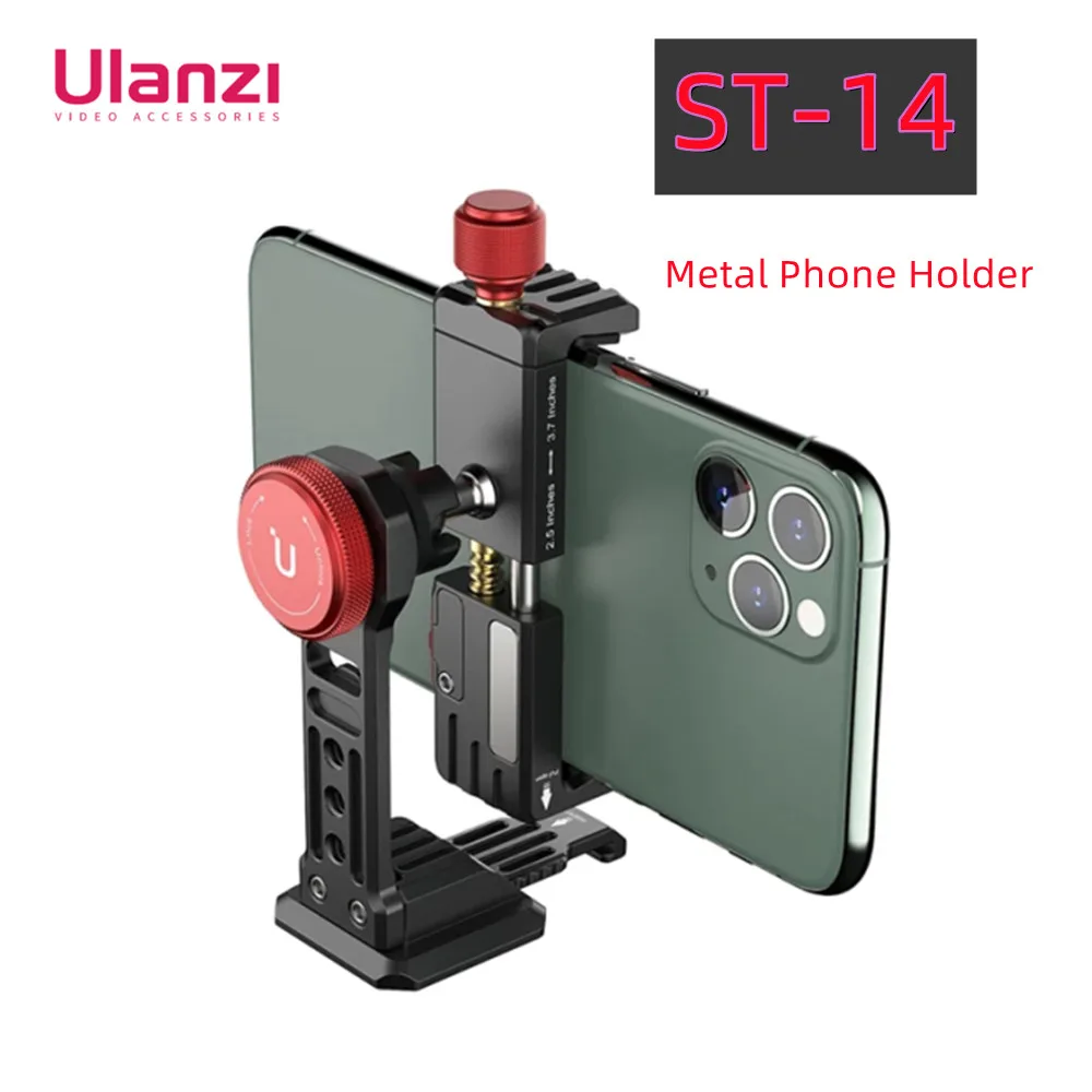 

Ulanzi ST-14 Iron Man III Vertical Shooting Metal Smartphone Mount Holder Cold Shoe Tripod Mount for LED Light Mic Vlog Mount
